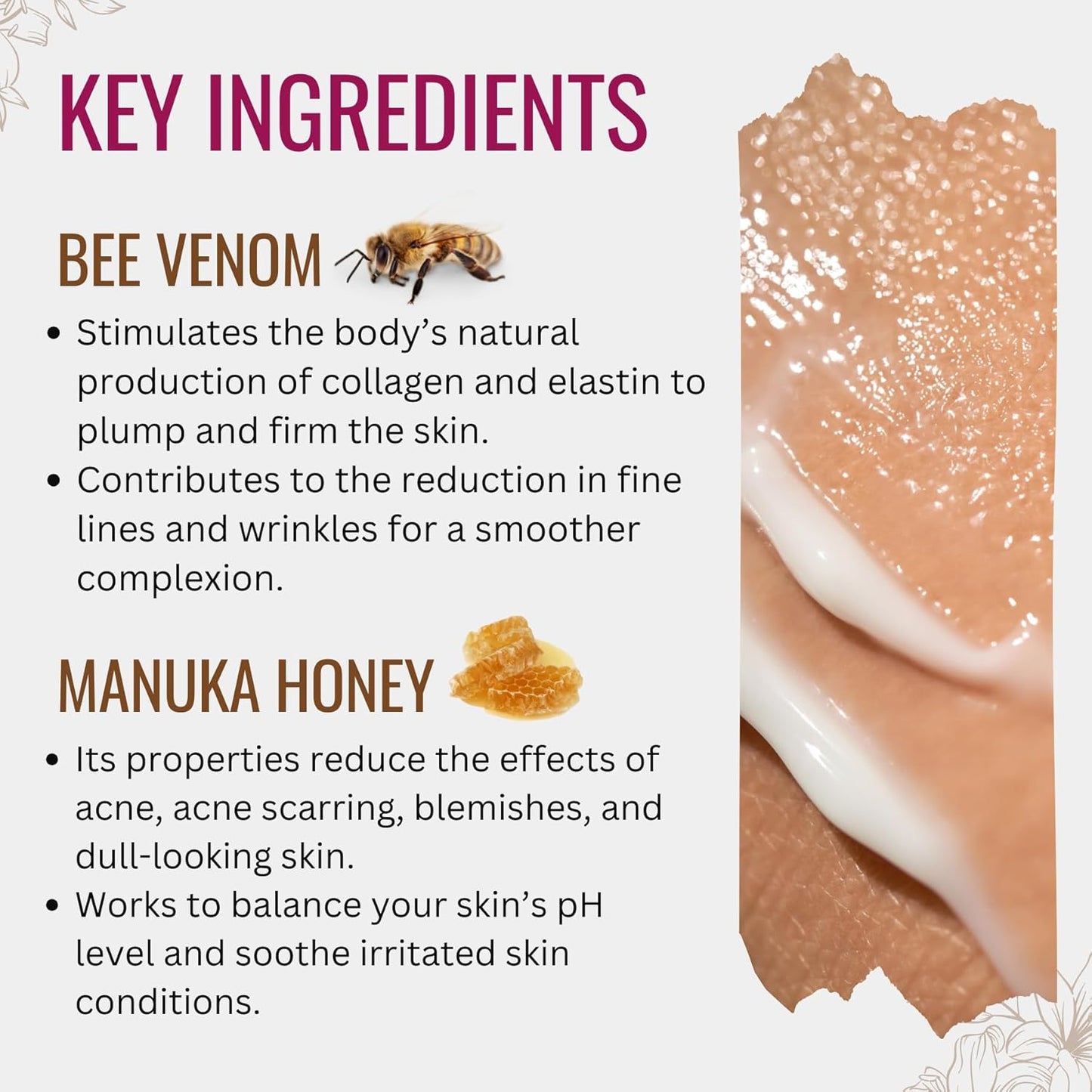 Natural Bee Venom Face Lift Treatment Cream with Active Manuka Honey, Shea, Cocoa Butter, and Jojoba – Nature’s Most Powerful Solution!