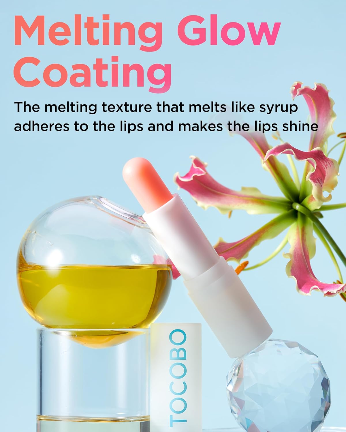 TOCOBO Glass Tinted Lip Balm 013 Tangerine Red 0.67 oz /19g | Glow Moisturizing Vegan Lip Balm & Vivid Tinted Transparent Color