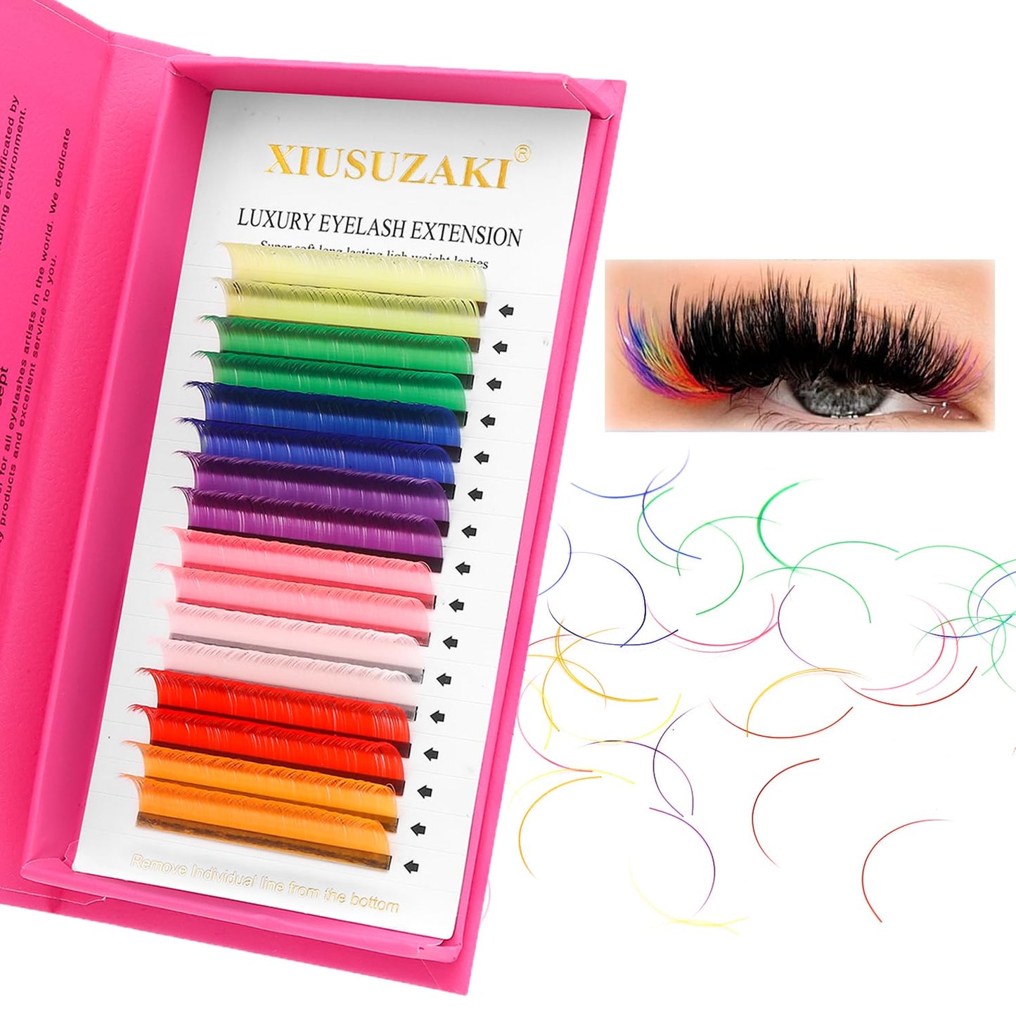 Eyelash Extensions Colored Lashes Extension 0.07 C Curl Lashes 9mm Classic Lash Extensions Soft Individual Lashes 16 Rows Natural False Eyelashes Volume Lashes Professional Use(Colored,0.07-C,9mm)