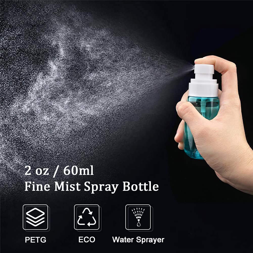 Cosywell Fine Mist Spray Bottles TSA Approved 2oz 60ml 8 Pack Leak Proof Travel Spray Bottle Empty Small Spray Bottles for Perfume Essential Oils Toners Rose Water Cosmetics (8PCS-4Colors)