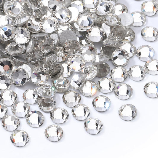 Crystal Clear Flatback Rhinestones, Glass Rhinestones for Nail Art and Craft, Glue Fix, Loose Crystal Gemstones(Crystal, SS20, 1440pcs, 4.6-4.8mm)