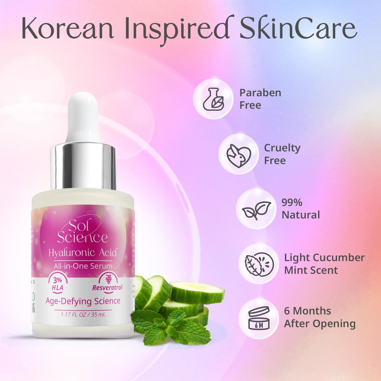 All In One Hyaluronic Acid Face Serum – Ultra Hydrating Anti Aging Serum with Vitamin C, Marine Collagen & Niacinamide for Brightening & Firm, Smooth Skin