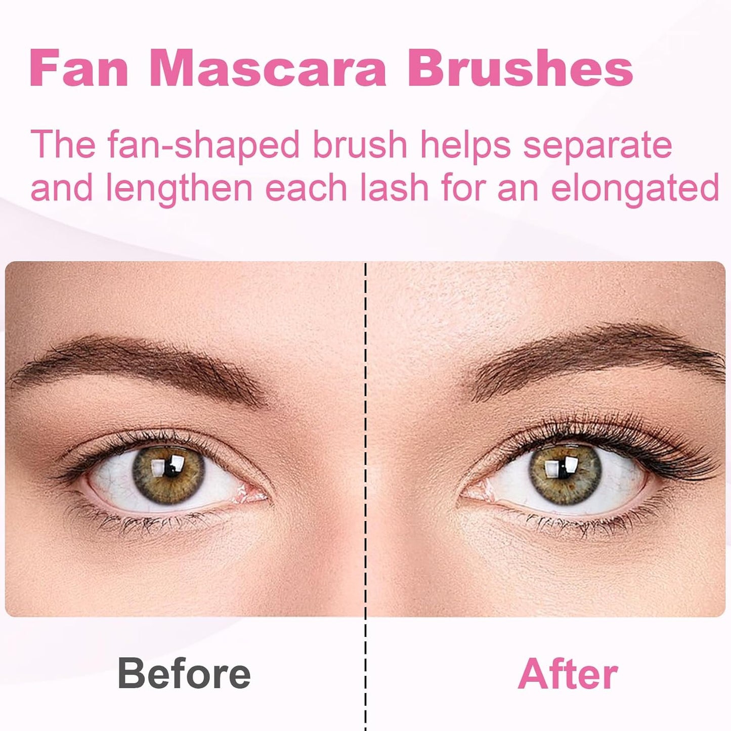 PAGOW 2 Pcs Folding Angle Scalloped Lash Brush, Multifunctional Mascara Fan Brush for Lashes, Mascara Brush Eyelash Comb Separator, Eye Lash Fan Brush Wands Makeup Tool (Black+Brown)