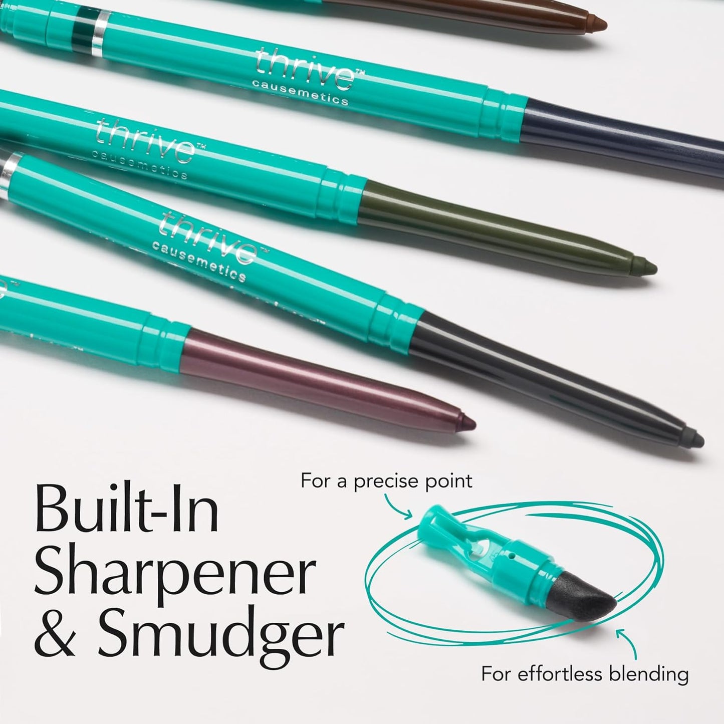 Thrive Causemetics Infinity Waterproof Eyeliner Pencil, Built In Sharpener & Smudge Tip, Long Lasting, Smudge Proof, Hyaluronic Acid & Shea Butter, Vegan & Cruelty Free, Lauren (Black Matte)