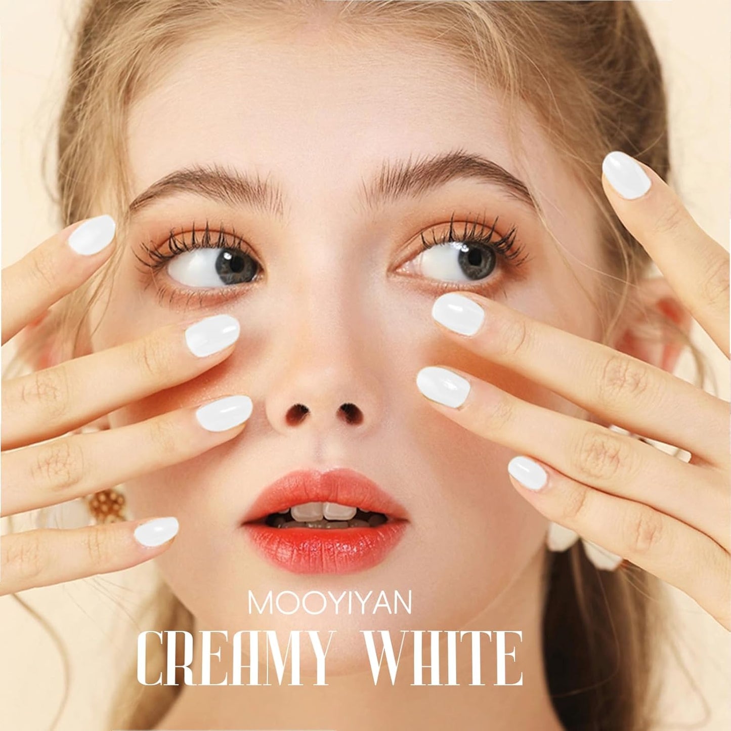 Gloss Nail Strips|Uv Free|22 Pcs,Gel Nail Stickers|Long Lasting Two Weeks and Easy to Apply&Remove|Creimy Wite