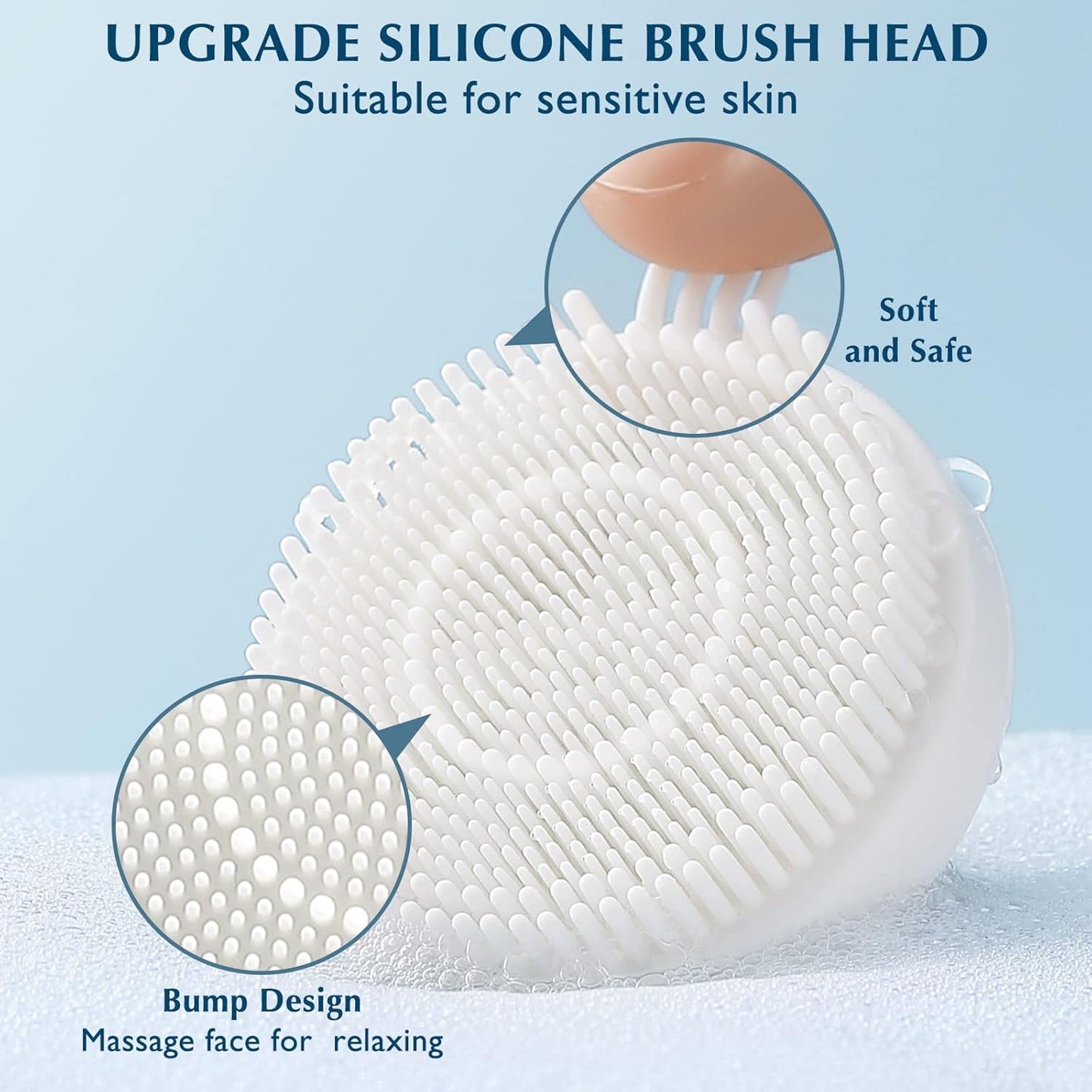COSLUS Facial Cleansing Brush Silicone Face Scrubber: 2 in1 FBS-D Electric Exfoliating Device Waterproof Deep Cleaning Exfoliation Rotating Spa Machine - Electronic Skincare Wash Spinning System