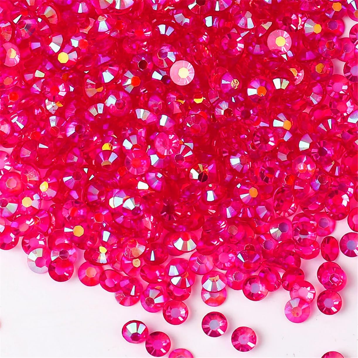 1500 Pieces SS16 4mm Flatback Rhinestones AB Clear Round Gems Crystals for Nail Art DIY Crafts Clothes Shoes Bags （Transparent Dark Rose Red AB）