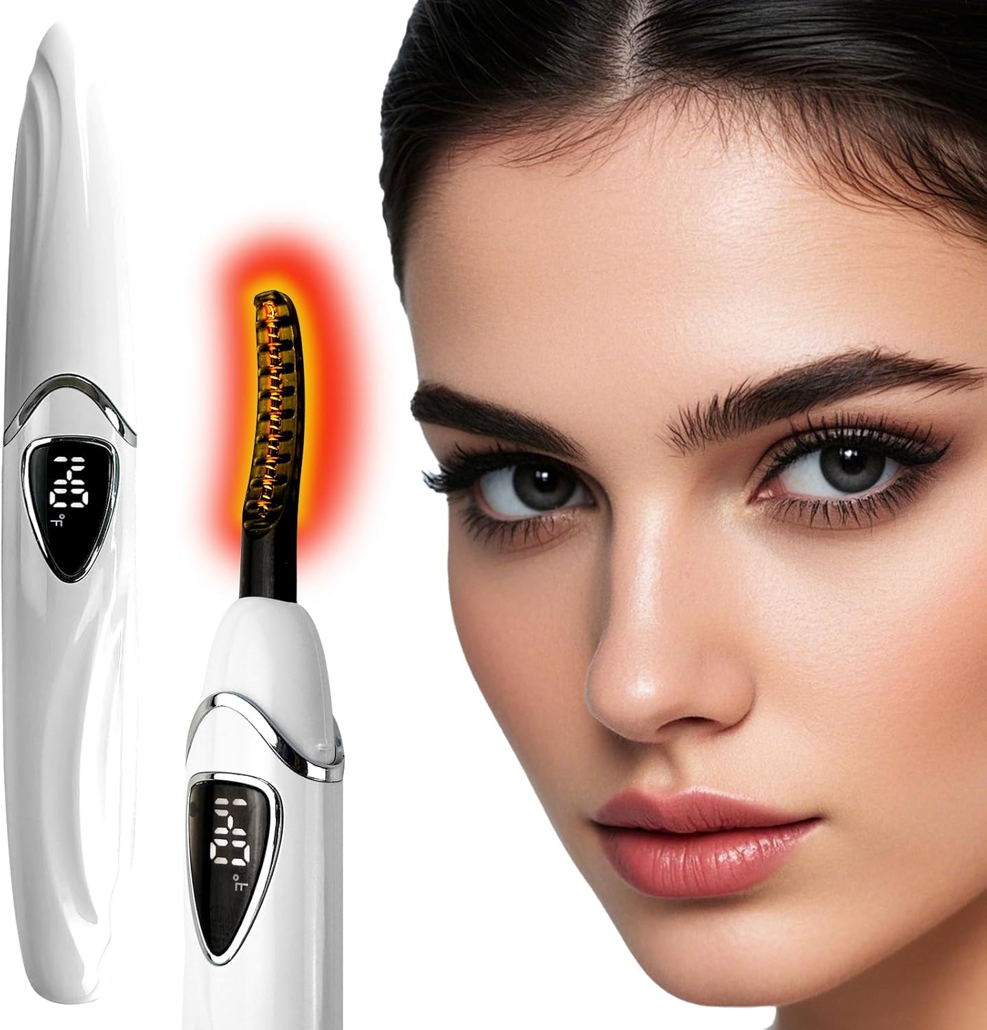 S600 Heated Eyelash Curler - Lash Curler Heated with Accurate Temperature Control, Intelligent Auto Power Off for Natural Makeup & Long-Lasting Curls | Heated Lash Curler (White+Silver)