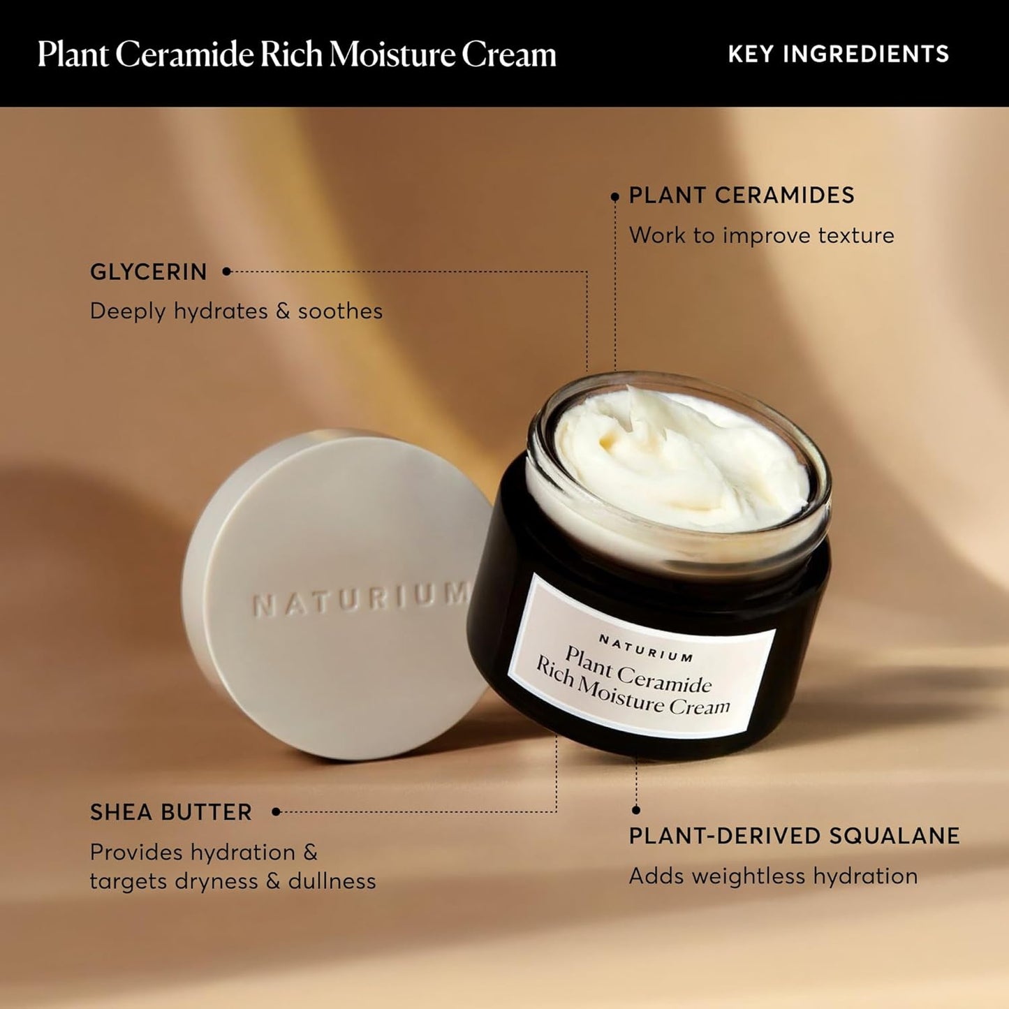 Naturium Plant Ceramide Rich Moisture Cream Jumbo, Hydrating & Anti-Aging Skincare, 3.5 oz