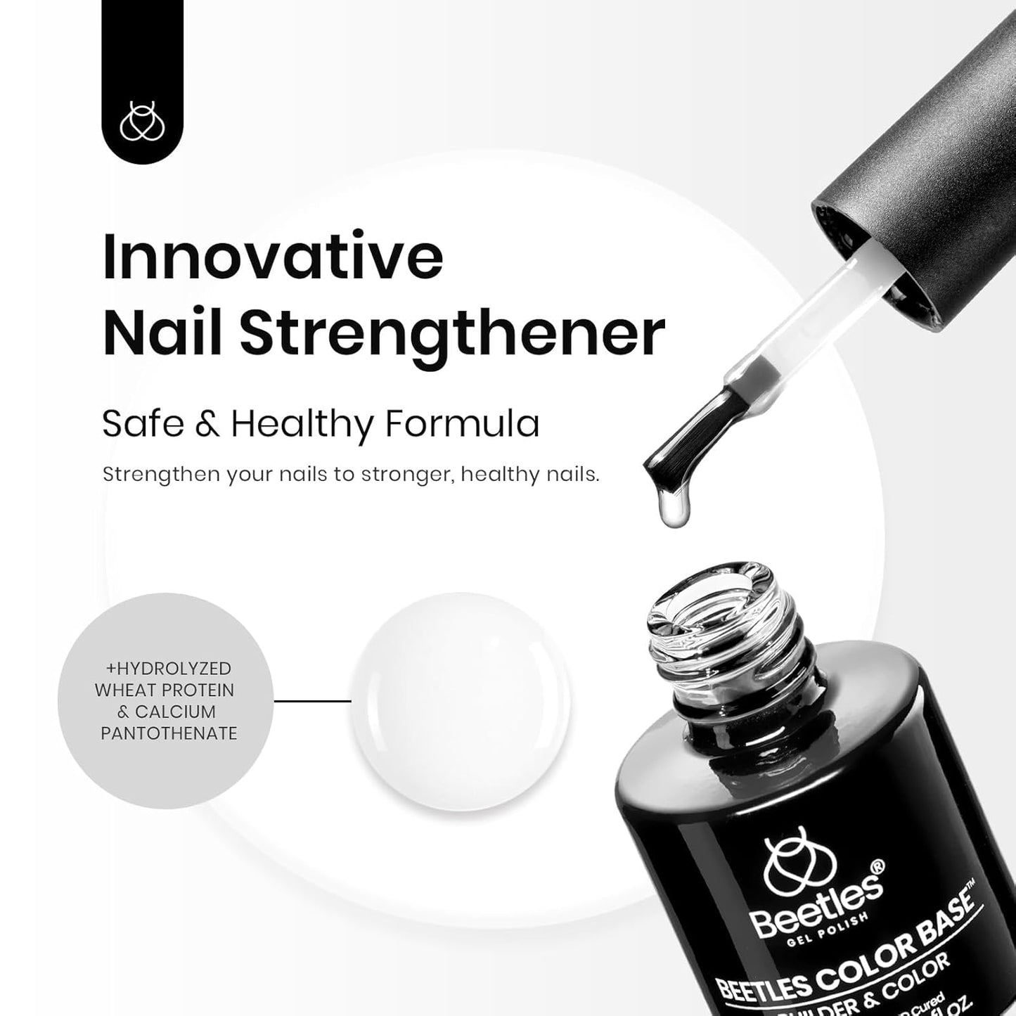 beetles Gel Polish Beetles Color Base Gel For Nails, 2 In 1 Clear Sheer Builder Rubber Gel Nail Strengthener Gel, 15ml 0.5Oz Coat Gel Polish Soak Off UV Gel DIY Home and Salon Hallowen Gift