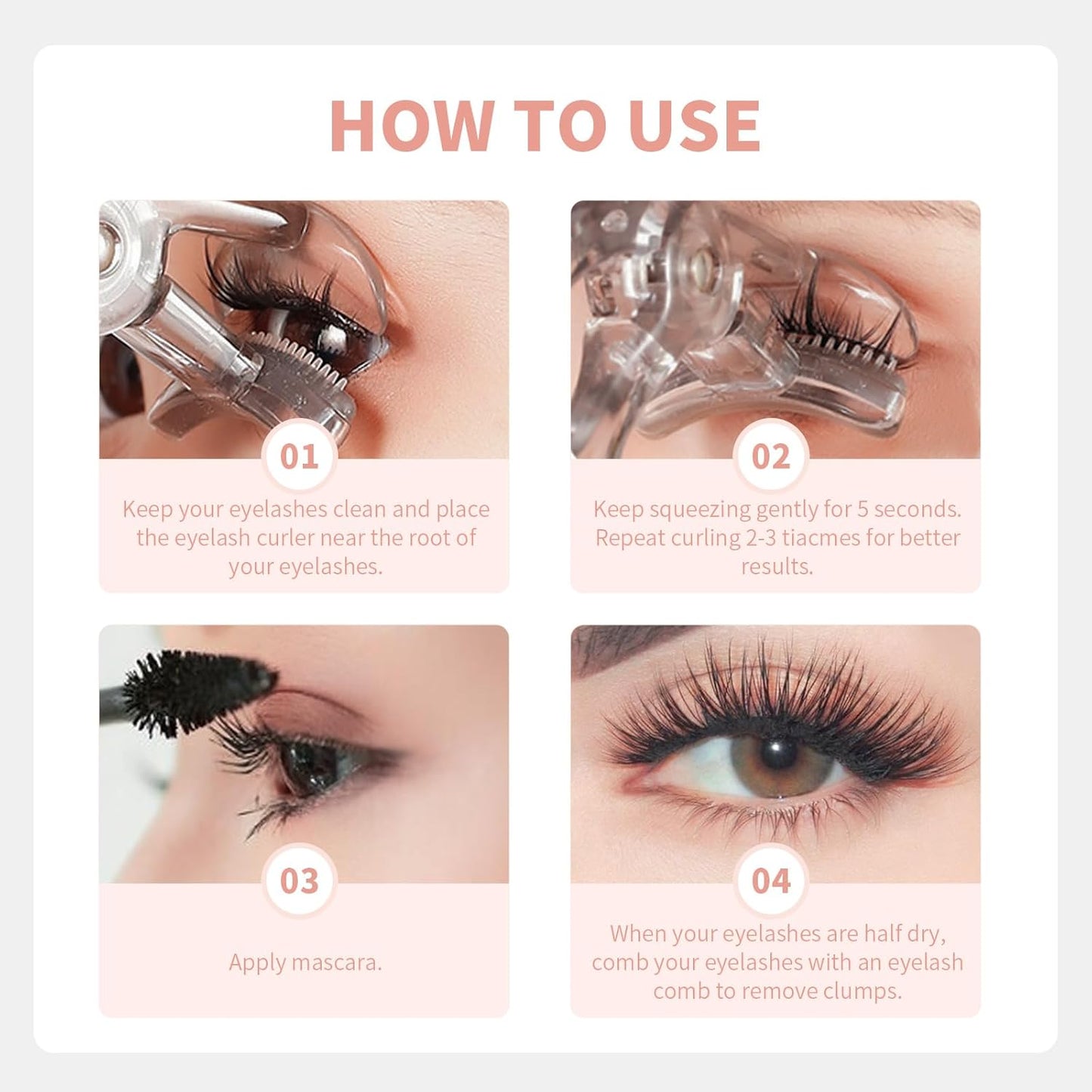 docolor Eyelash Curler with Eyelash Comb, Lash Curler with Silicone Refill Pads Suitable for all eye shapes Curl up to one day Easy to operate No Pinching or Pulling eyelash Eye Makeup Tool