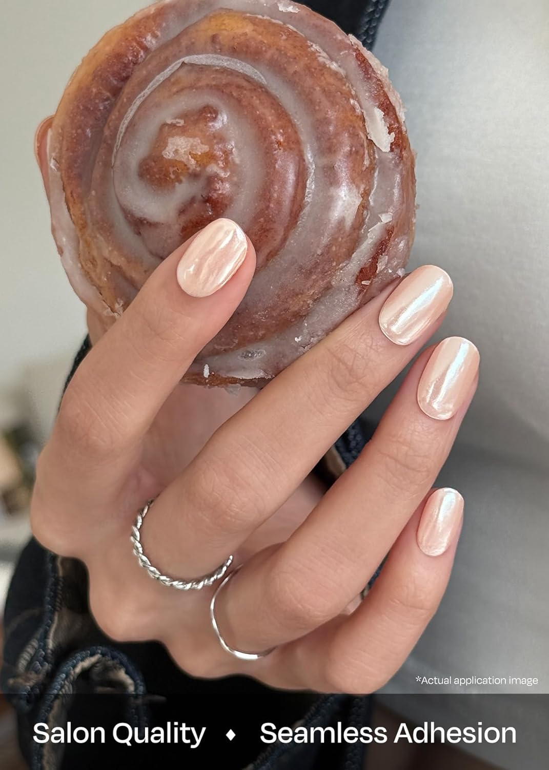 ohora Semi Cured Gel Nail Strips (N Vanilla Chrome) - Works with Any Nail Lamps, Salon-Quality, Long Lasting, Easy to Apply & Remove - Includes 2 Prep Pads, Nail File & Wooden Stick