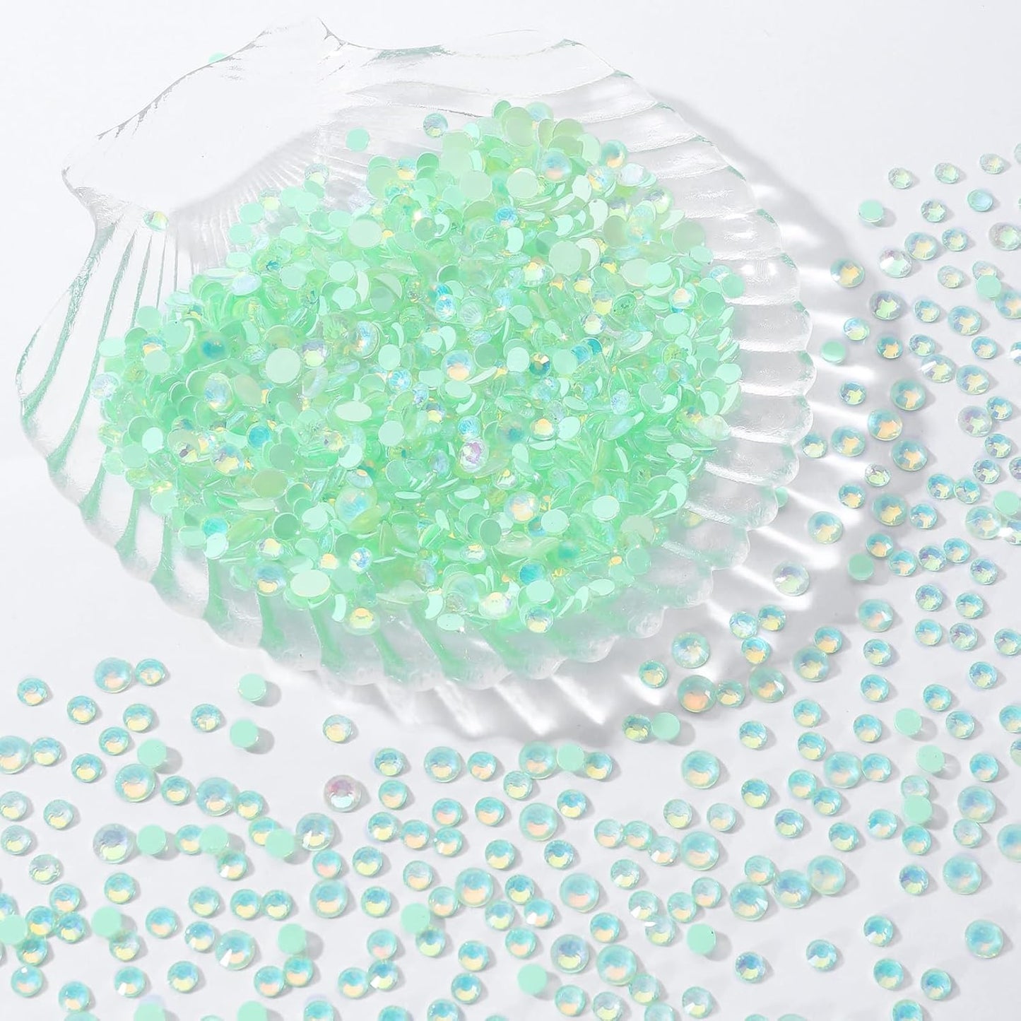 F Light Green Flatback Rhinestones, Glass Rhinestones for Nail Art and Craft, Glue Fix, Loose Crystal Gemstones(F Light Green, SS16, 1440pcs, 3.8-4.0mm)
