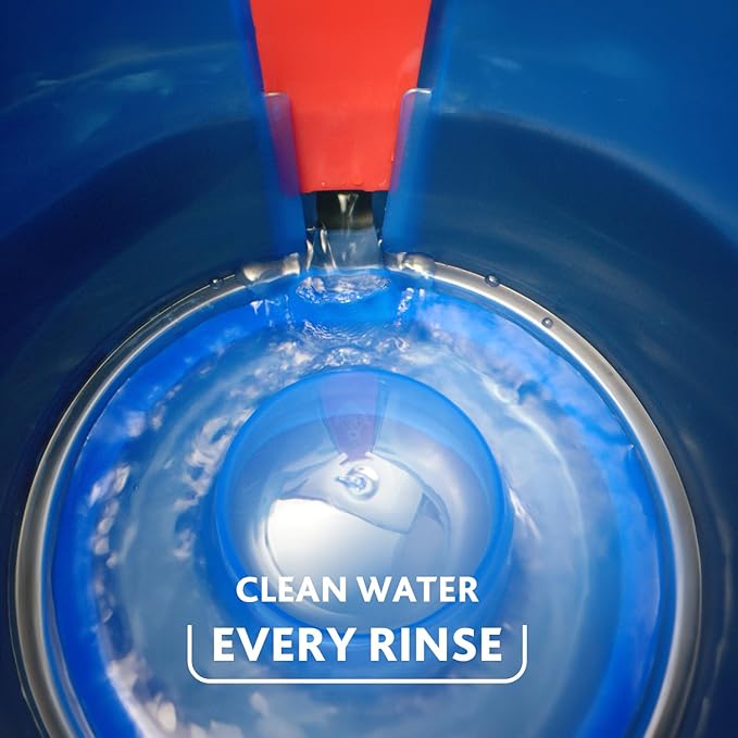 O-Cedar RinseClean Spin Mop & Bucket System + 2 Extra Mop Heads| Clean with Clean Water | Removes 99% of Bacteria