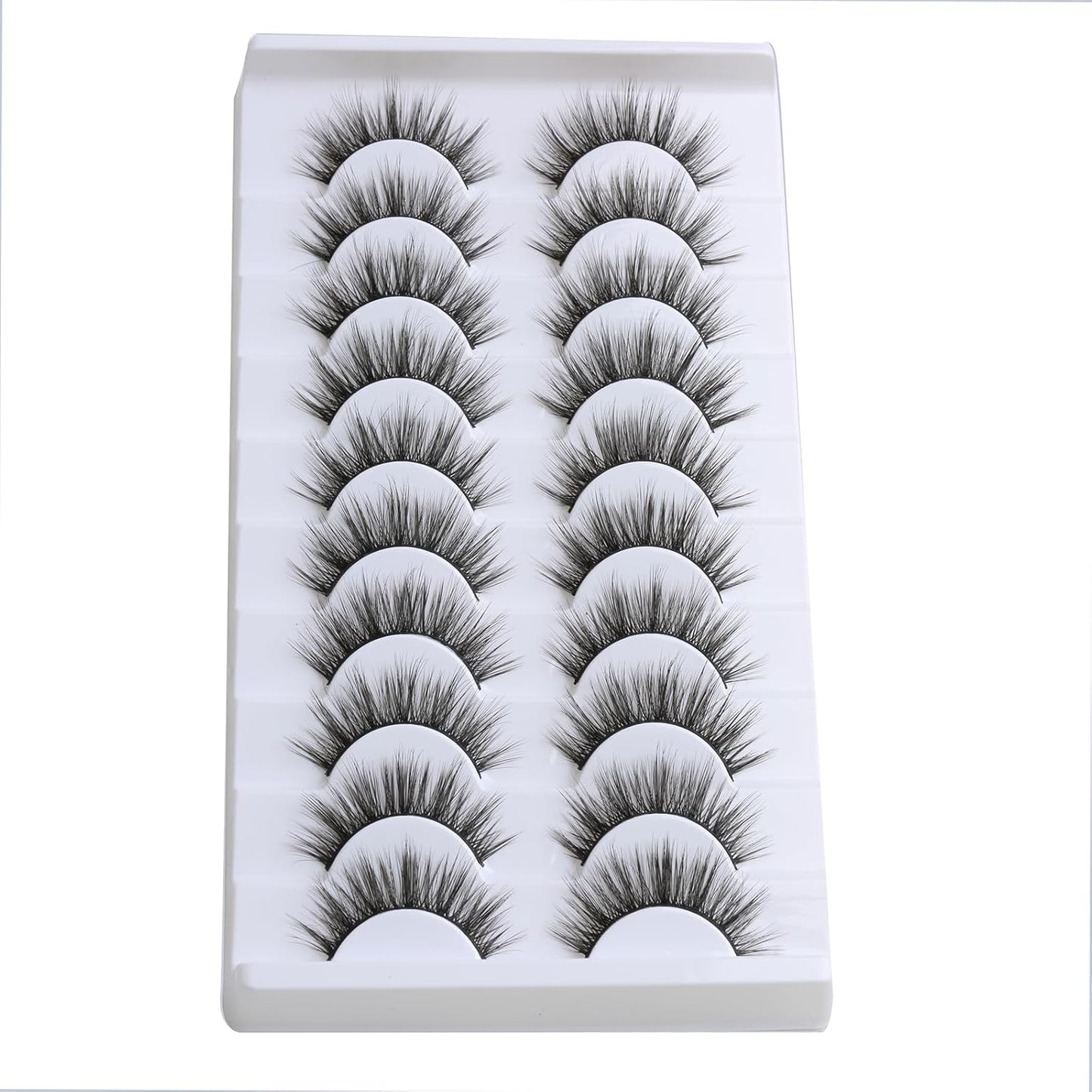 SUNWELL False Eyelashes 14mm Mink Lashes Natural Look 3D Faux Mink Lashes Manga Lashes Strips Soft Wispy Luxury Volume Fake Lashes 10 Pairs Pack