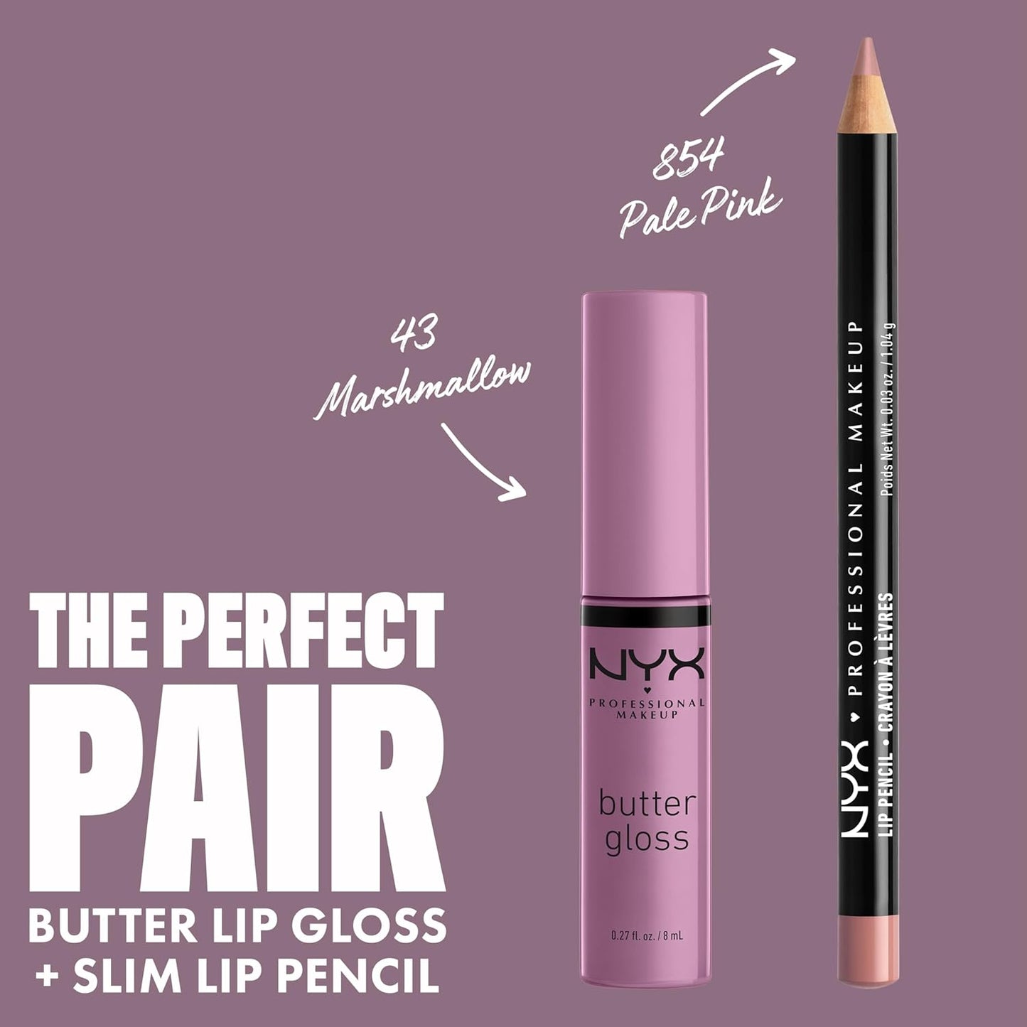 NYX PROFESSIONAL MAKEUP Butter Gloss, Non-Sticky Lip Gloss - Marshmallow (Muted Lilac)