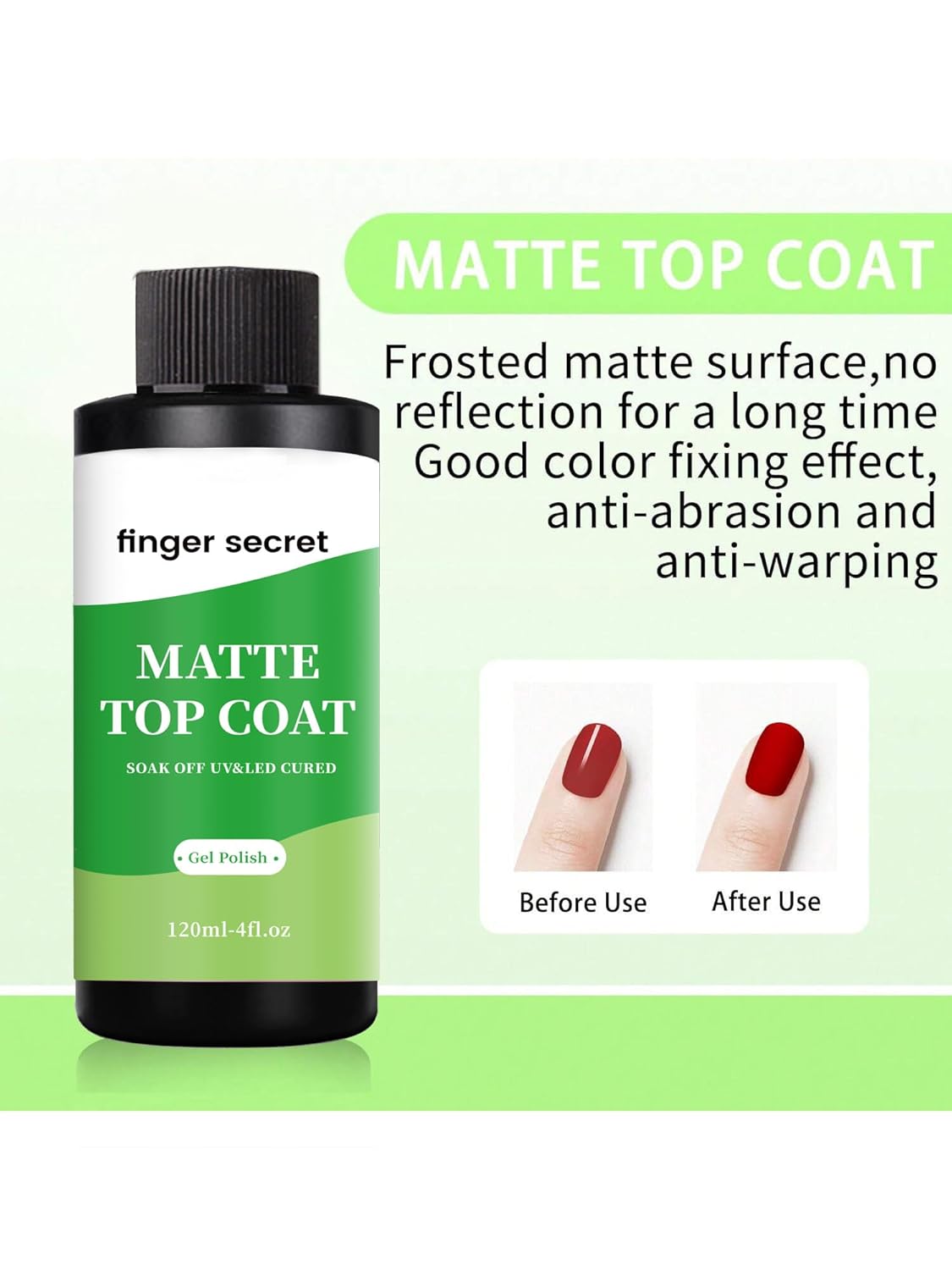 120ml/4floz Matte Top Coat for Gel Nail Polish,Fashion Matte Nail Polish,Nail Supplies for DIY in Salon or Home Use.