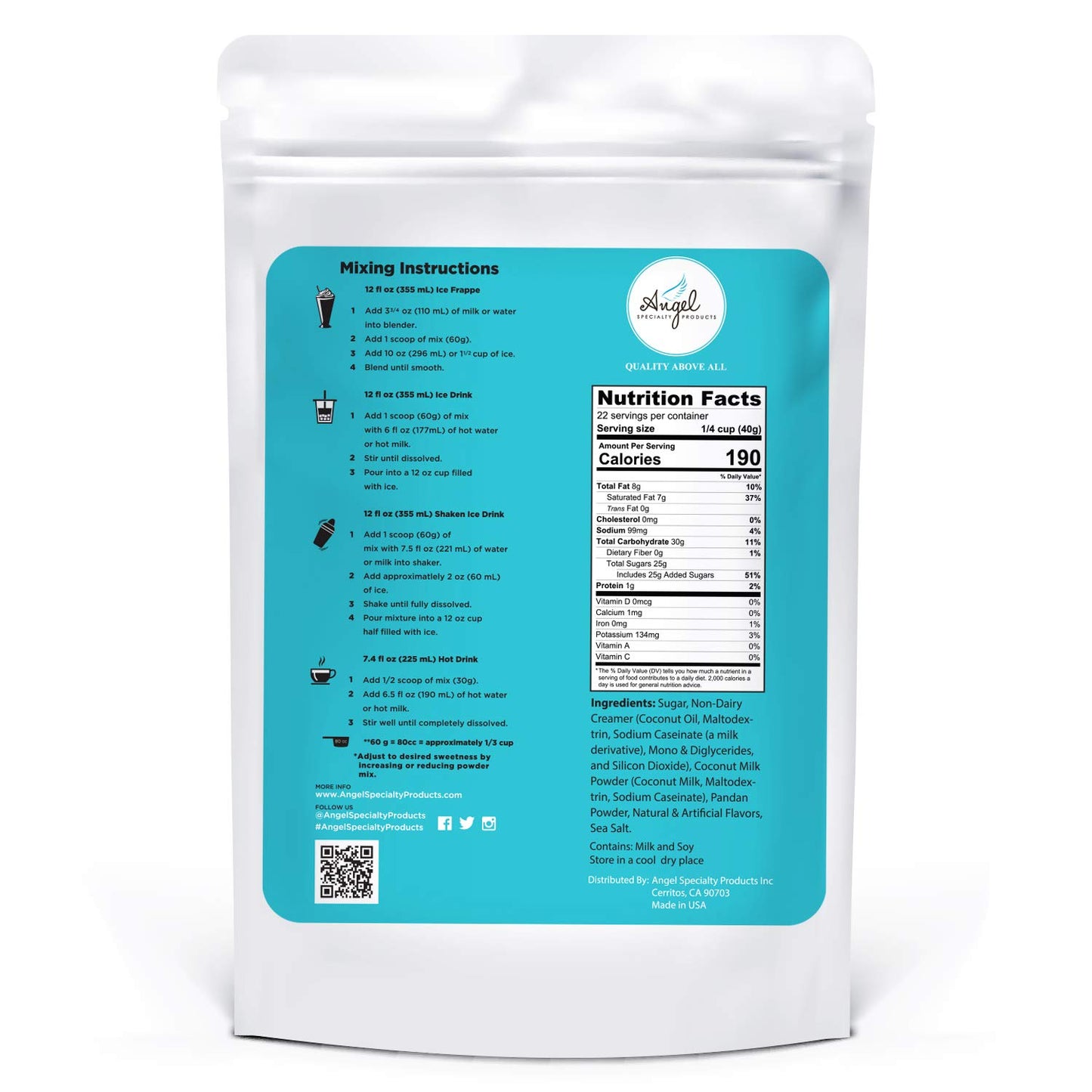 Pandan Coconut Blended Crème Mix by Angel Specialty Products [2LB]