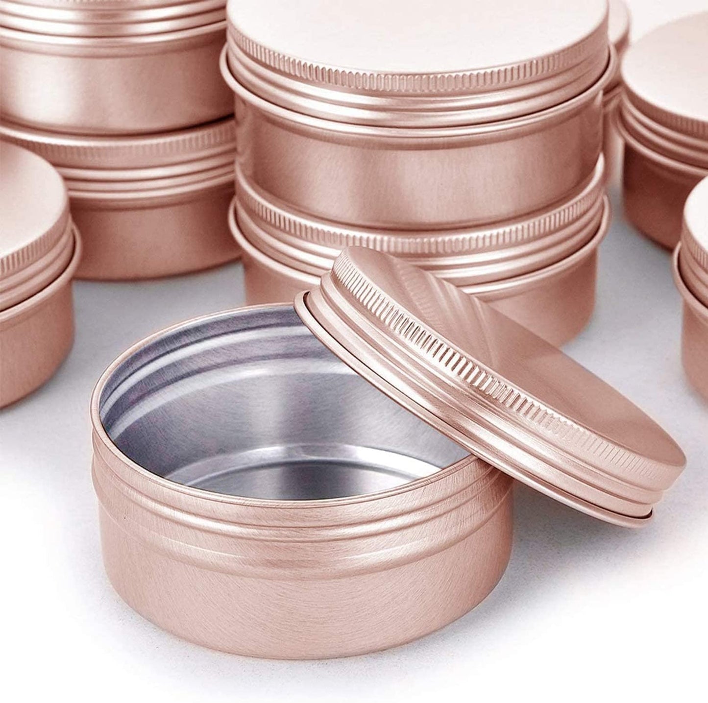 4 Ounce Aluminum Tin Jar with Screw Cap 120mL Tin Cans Refillable Containers for Cosmetic, Lip Balm, Cream, Lotion, Balms, Spices, Salve, Rose Gold 12 Pcs