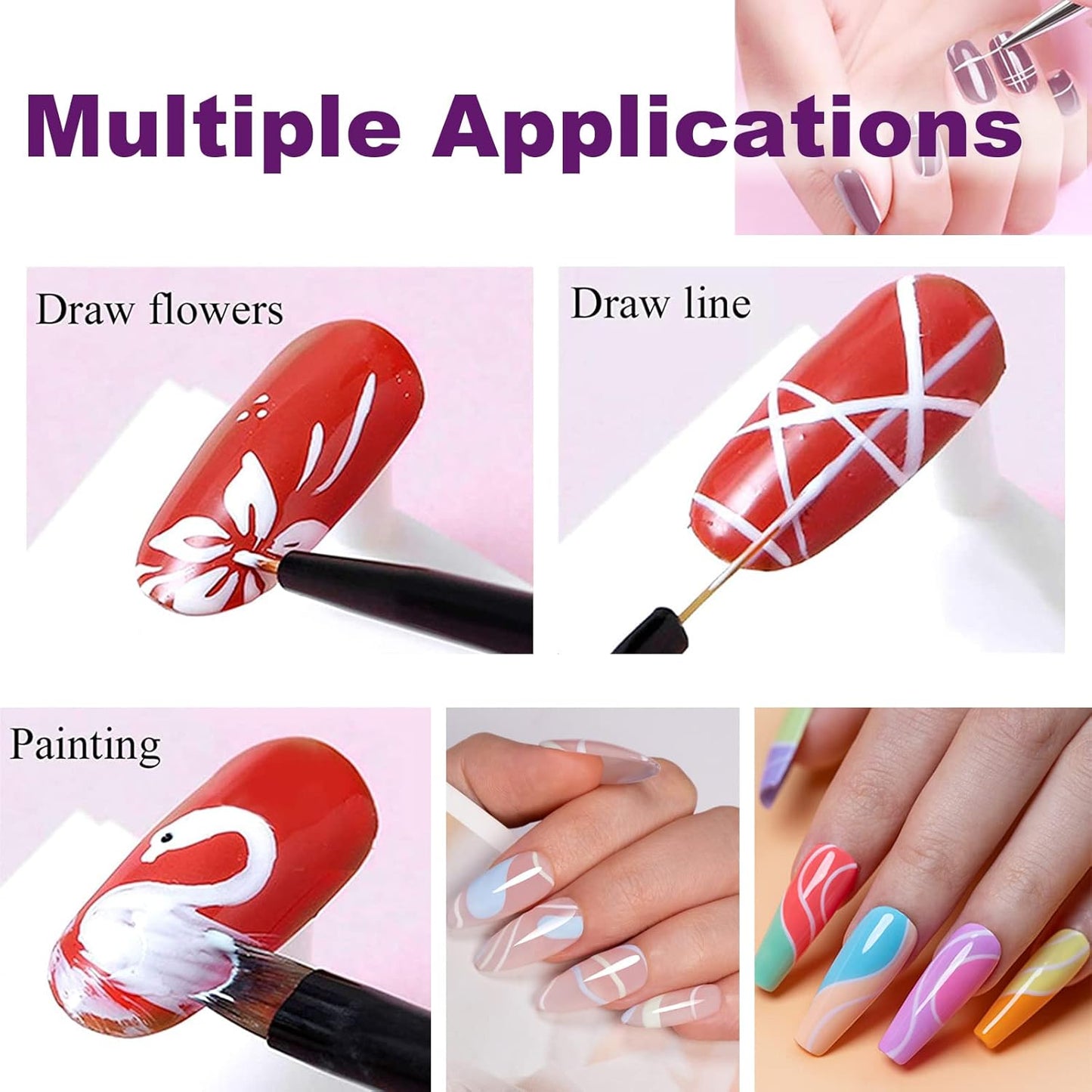 Nail Stamper Nail Art Brushes, French Tip Nail Stamp Clear Nail Art Stamper Jelly with Scraper, 15pcs Nail Pen Brushes, Soft Silicone Stamper Printer DIY French Tip Nail Stamping Manicure Tool