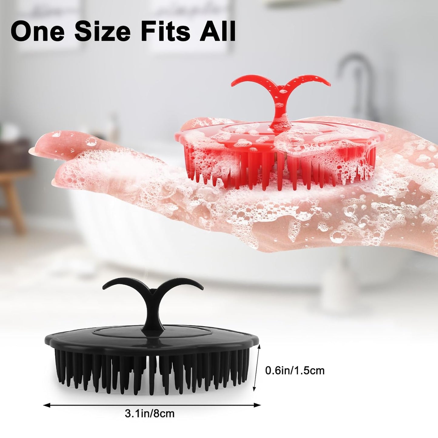 NICEMOVIC Scalp Scrubber Shampoo Brush 4 Pack, Scalp Massager for Hair Growth & Dandruff, Head Hair Scrubber for Shower & Dry Use, Massage Tool for Men Women Kids (2 Black + 2 Red)