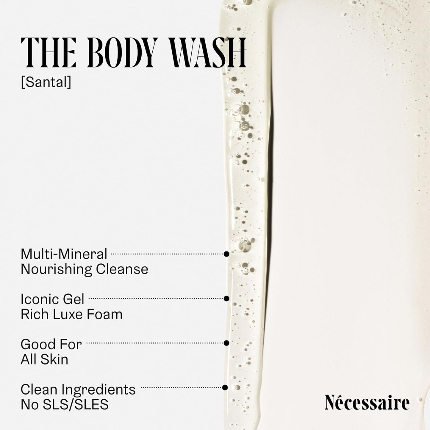 Nécessaire The Body Wash Santal - Natural Body Wash for Women & Men, Therapeutic Shower Gel with Epsom Salt + Minerals. Gel Cleanse, 8.4 fl oz.
