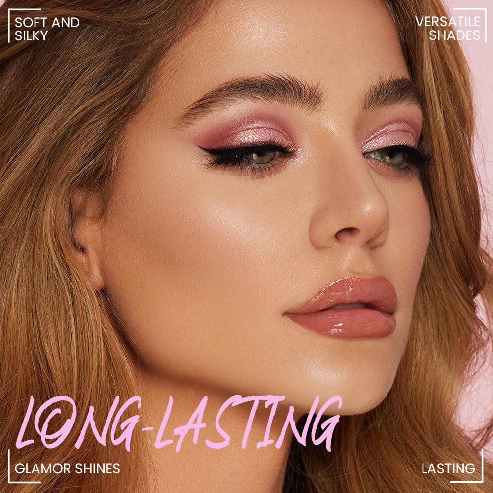 6-Color Pink Champange Purple Matte & Shimmer Eyeshadow Palette with Mirror – Highly Pigmented, Long-Lasting Eye Makeup for Artists & Creative Looks (03#)