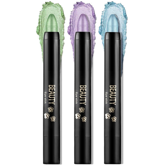 Boobeen 3PCS Cream Eyeshadow Pencil Crayon Waterproof Brightener Stick Shimmer Pen Create Glitter Eye Makeup, Easy to Use