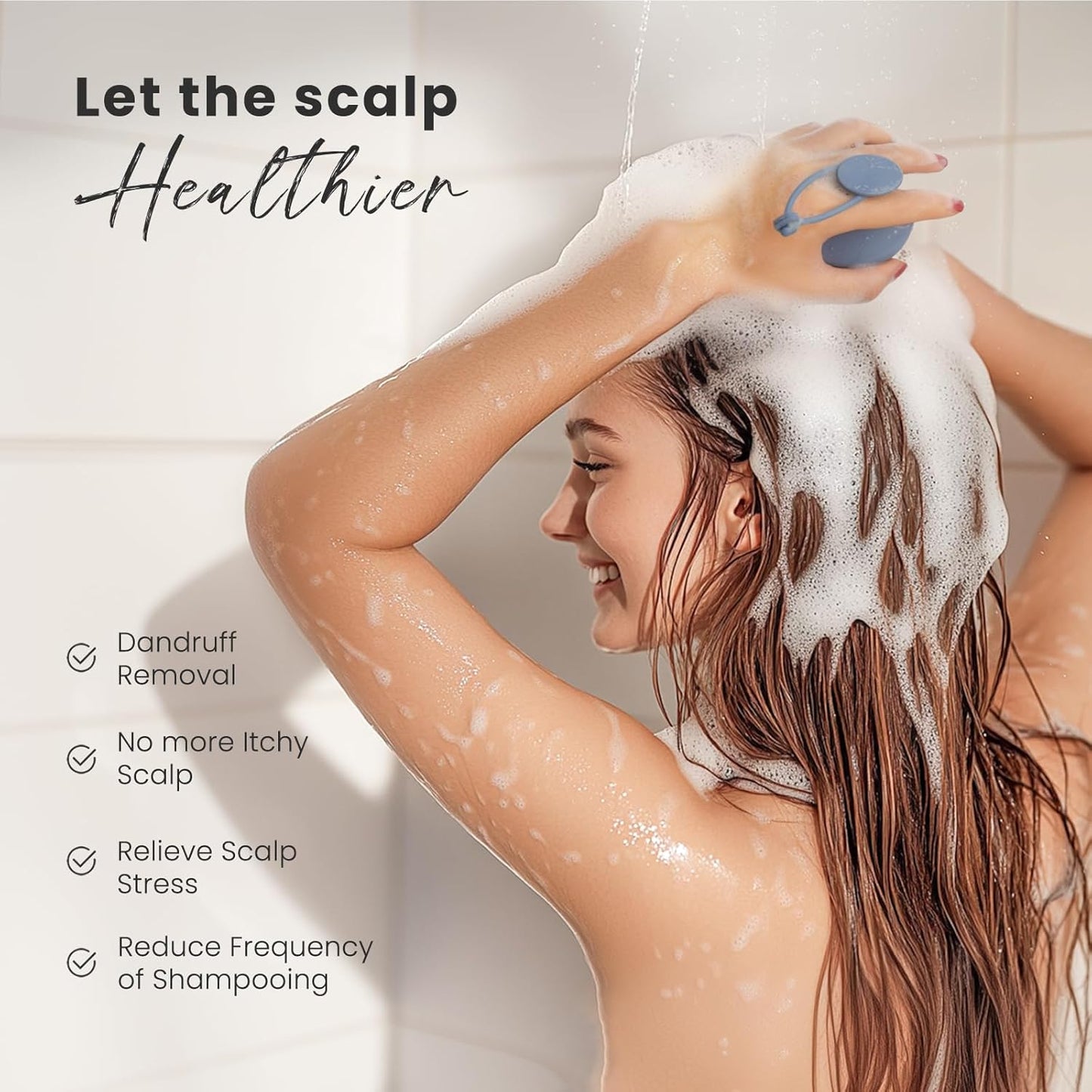 AIMIKE Scalp Massager Shampoo Brush, Soft Silicone Hair Scrubber for Washing Hair, Dandruff Removal & Hair Growth Stimulator, Scalp Brush/Exfoliator Brush On Dry & Wet Scalp