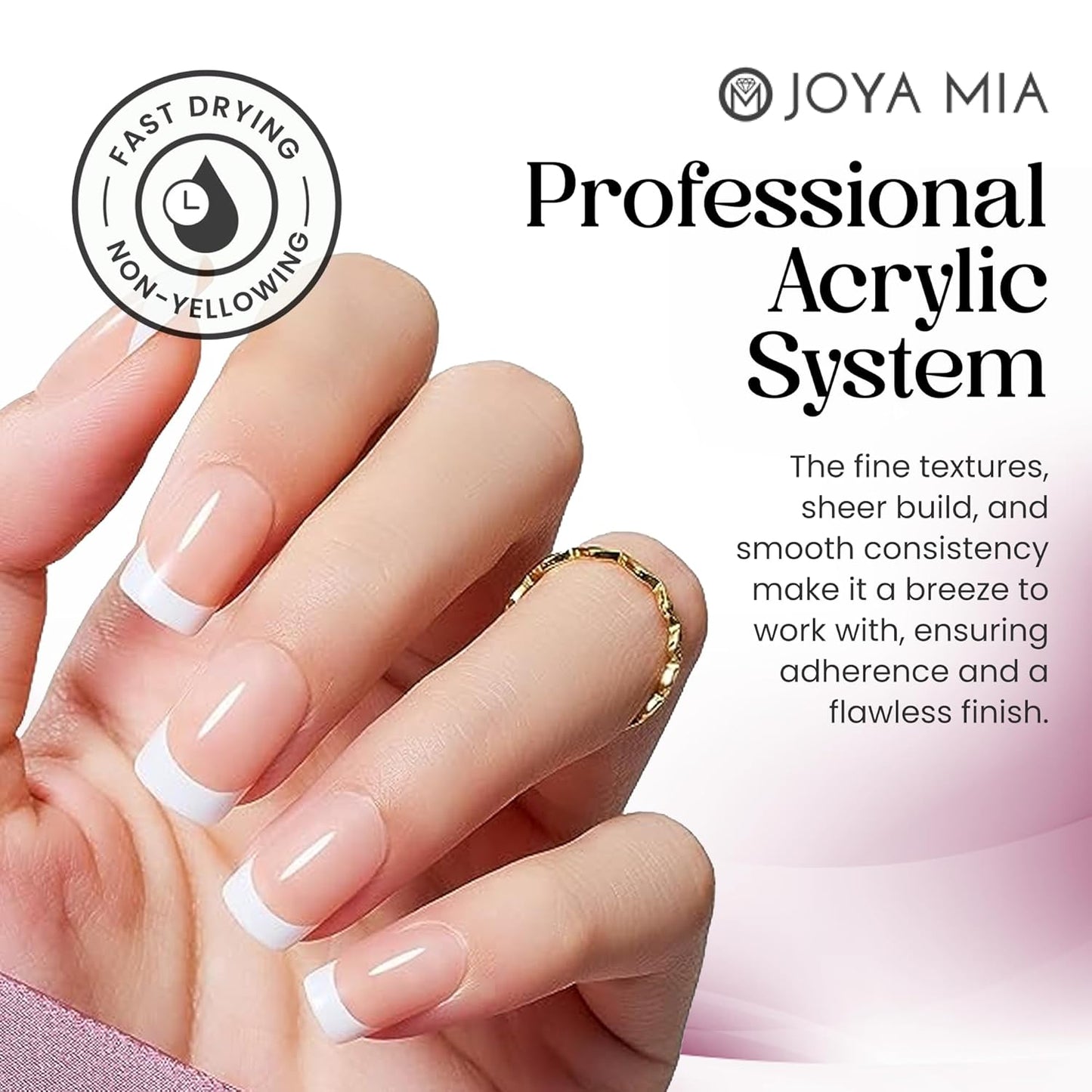 Joya Mia Acrylic Powder for Nails, MMA-Free, Super Adhesion Professional Powder for Flawless & Long-Lasting Nail Enhancements, Easy Application, Vibrant & Stunning Colors - Topaz Pink, 4 oz