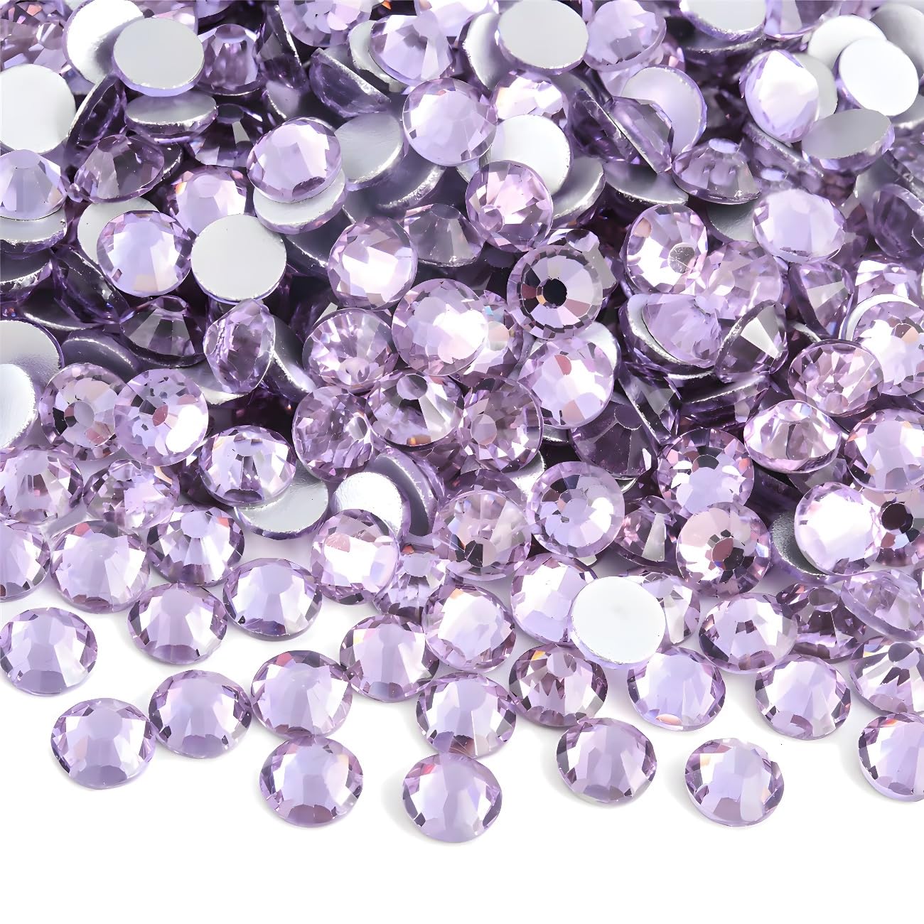 Flatback Rhinestones Round Gems for Nails Art and Crafts 4000Pcs SS12 3mm Glitter Crystals Stone DIY Bags Clothes Shoes (Light Purple)