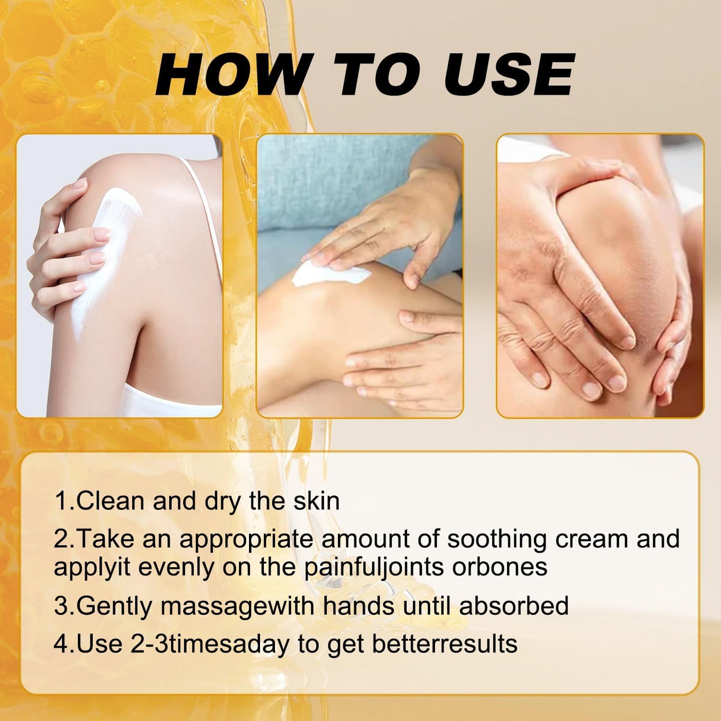 3 PCS Bee Venom Joint and Bone Therapy Cream, New Bee Venom Gel, Specializes in Muscle Soothing, for All Parts of The Body, for Men & Women