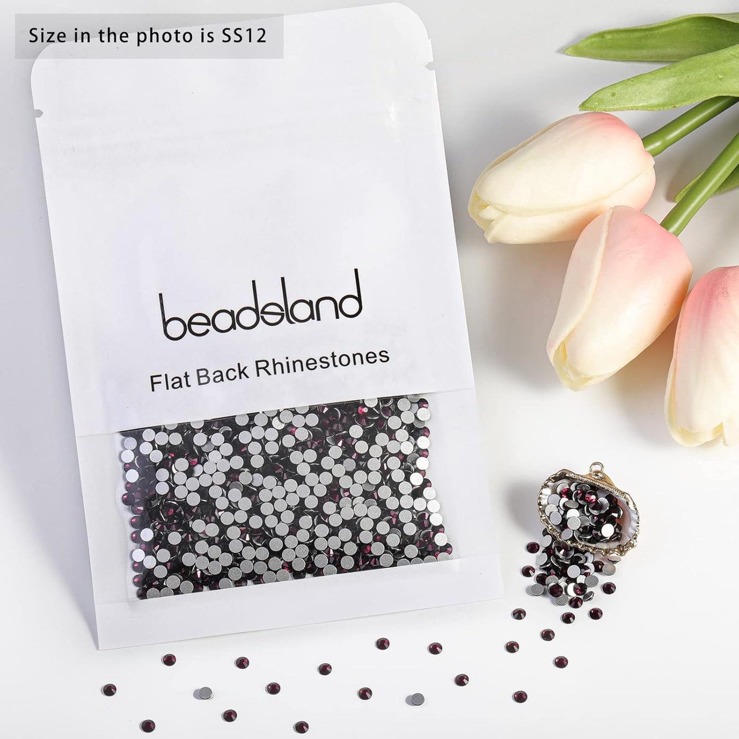 beadsland Flat Back Crystal Rhinestones Round Gems for Nail Art and Craft Glue Fix, Amethyst (2.9-3.0mm) SS12/1440pcs