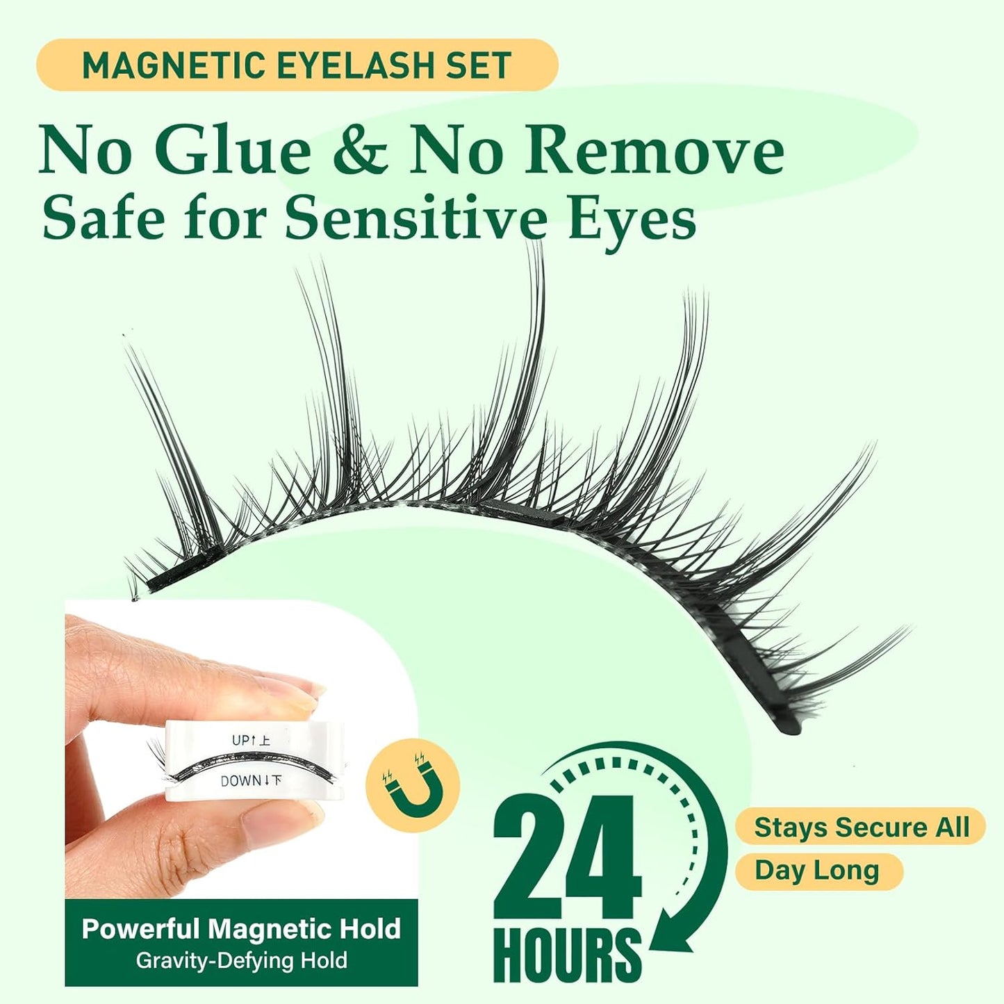 KEYYOU Reusable Magnetic Eyelashes 2 Pair with Applicator No Glue Needed 3D Natural Magnetic Lashes, Easy to Apply & Long Lasting for Daily Use & Events(A02+A02)