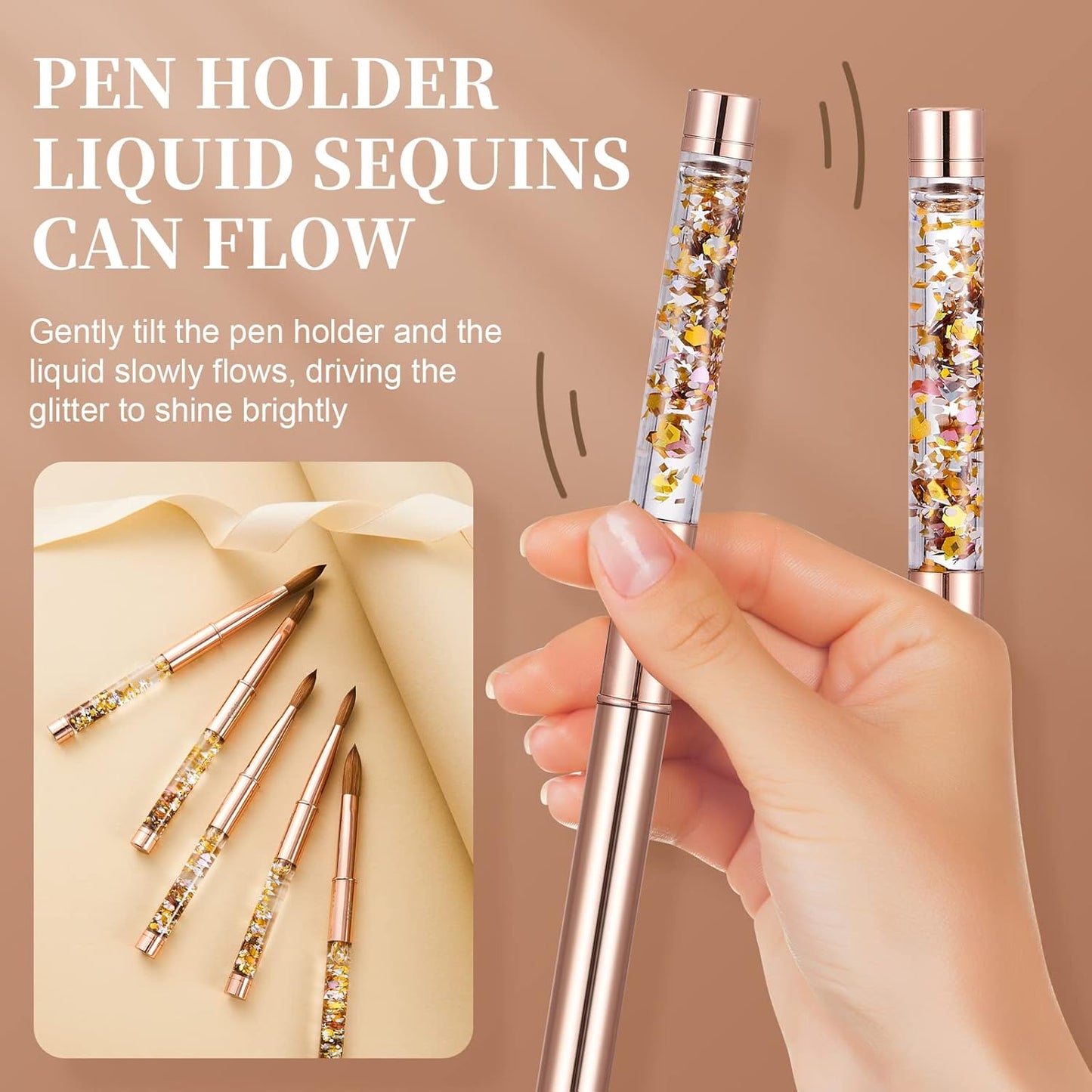 Acrylic Nail Brush Size 6,KEMEISI 100% Pure Kolinsky Nail Art Brushes Sturdy Handle Oval Shaped Acrylic Powder Nail Design Tools for Professional Manicure DIY Home Salon (Gold)