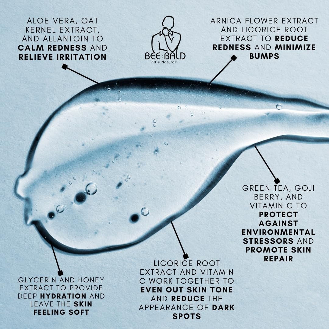 Bee Bald HEAL Aftershave for Men Healing Balm, Immediately Calms & Soothes Damaged Skin, Treats Bumps, Redness, Razor Burn & Other Shaving Irritations (2 Fl Oz)