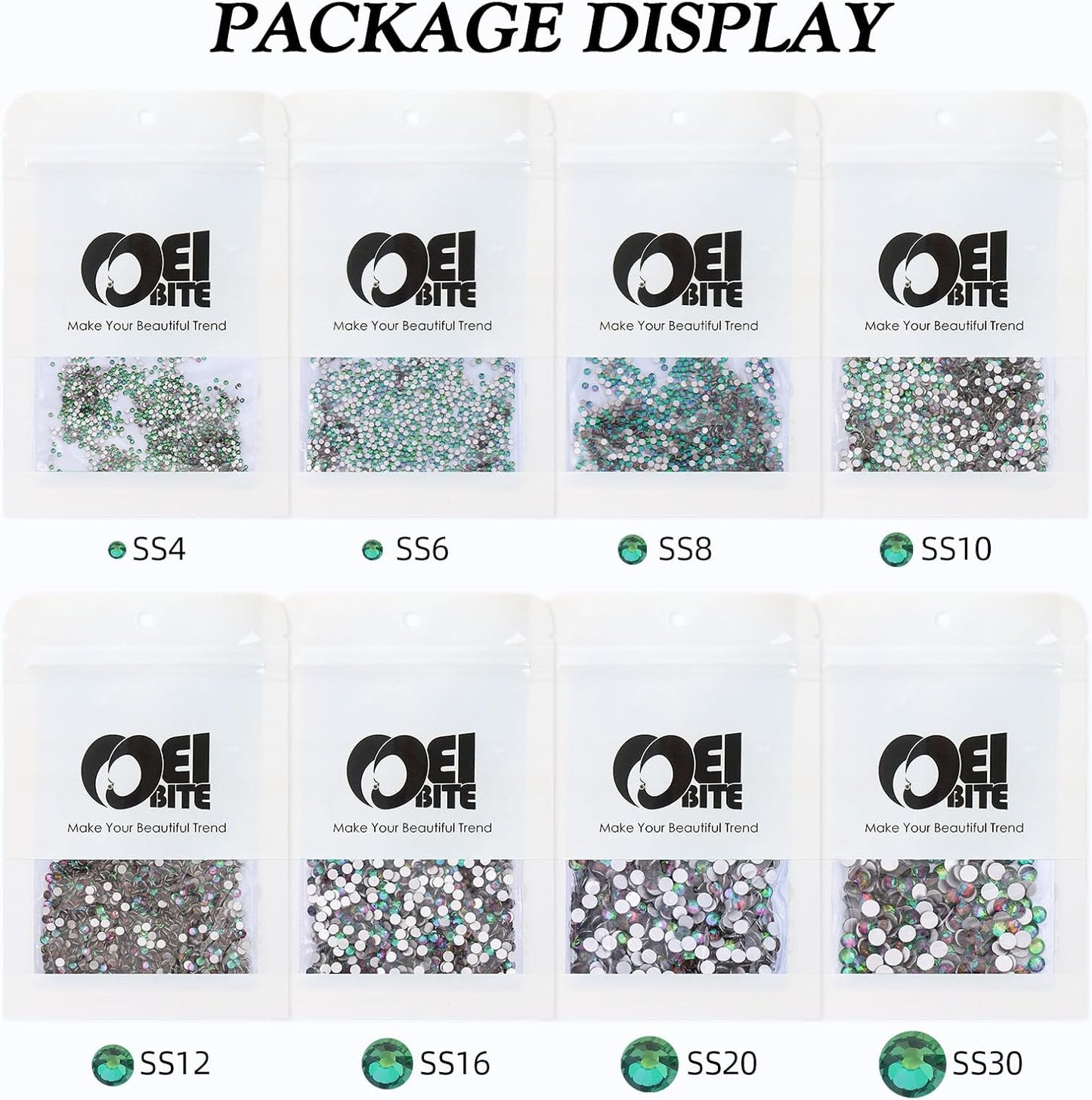 Green Volcano Flatback Rhinestones, Glass Rhinestones for Nail Art and Craft, Glue Fix, Loose Crystal Gemstones(Green Volcano, SS12, 1440pcs, 2.9-3.0mm)