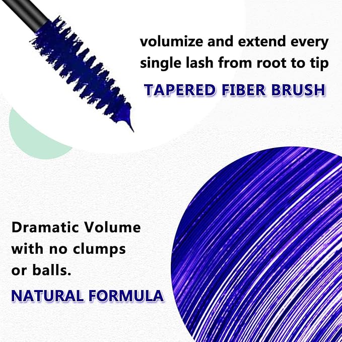 Blue Mascara For Eyelashes Waterproof Voluminous Natural Hypoallergenic Colored Best Benefit Volumizing Lengthening Curling Defining Washable Blue eyeliner Lashes Eyelashes Mascara Navy