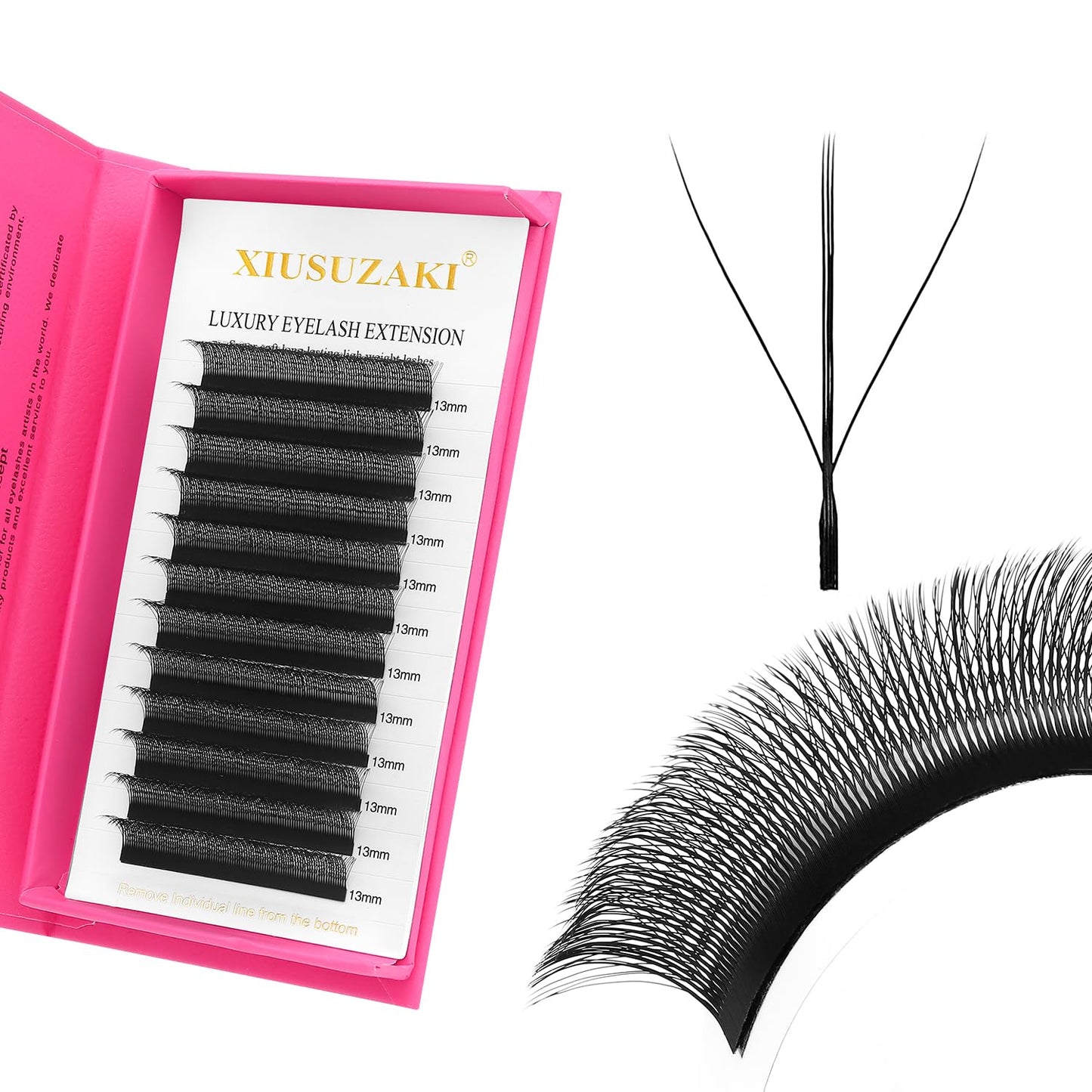 Lash Extensions Three Core Tips 3D Eyelash Extensions W Shape 0.07mm Thickness D Curl 14mm Premade Fans Easy Fan Volume Lashes Matte Black Crisscross(W-3D-Three Core-0.07-D,14mm)
