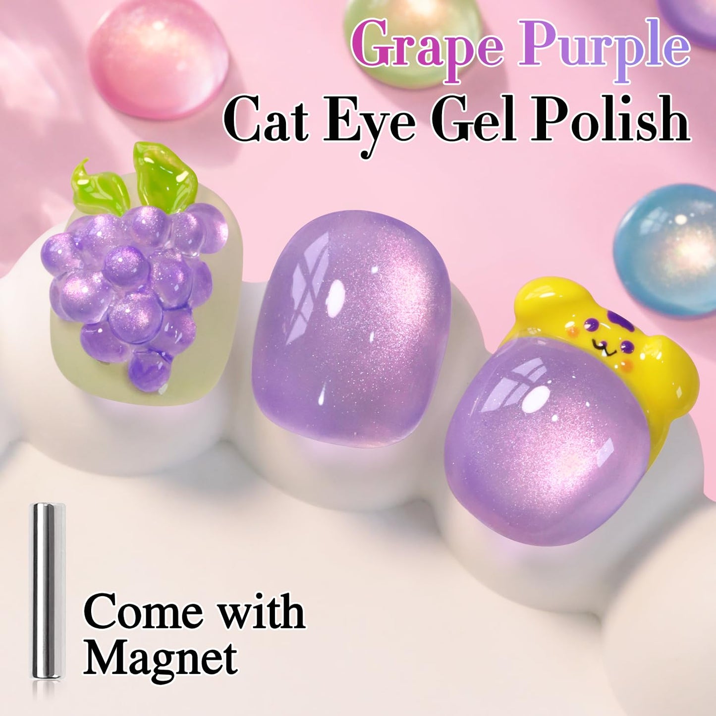 Double Rhythm 0.5 OZ Cat Eye Gel Polish with Magnet 15ML Holographic Glitter Shimmer Translucent Jelly Color Magnetic Nail Polish Salon DIY at Home (Lavender-MC1210)