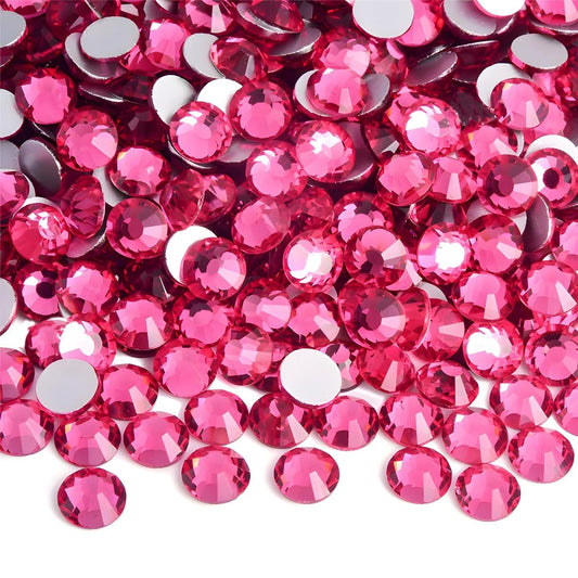 Flatback Rhinestones Round Gems for Nails Art and Crafts 1250Pcs SS20 5mm Glitter Crystals Stone DIY Bags Clothes Shoes (Light Rose Red)