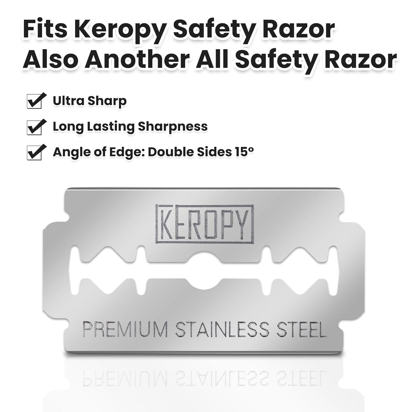 100 Safety Razor Blades - Super Sharp Stainless Steel & Lifetime Supply for Smooth Shaving, Individually Wax-Sealed, Universal Razor Compatibility