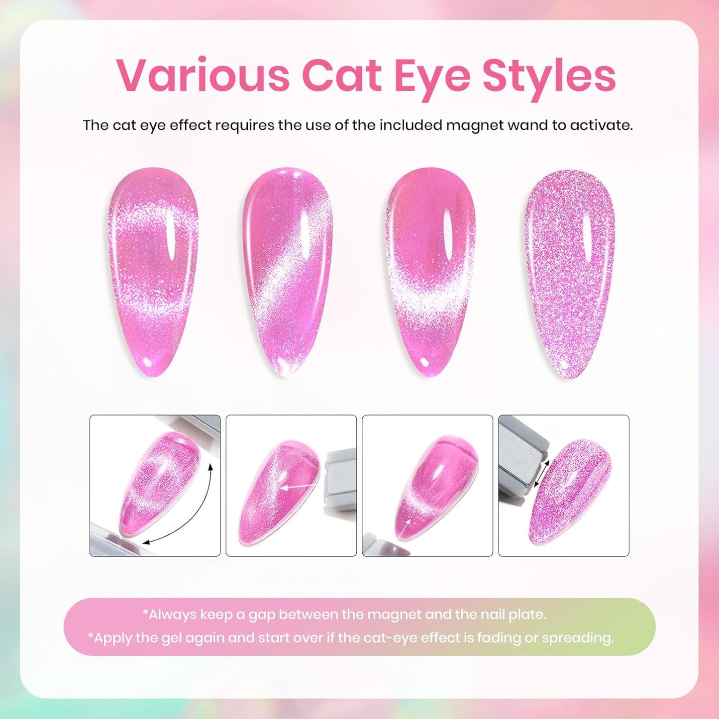 Beetles Gel Nail Polish Set, 24 Pcs 20 Colors Rainbow Pastel Neon Cat Eye Pink Purple Glitter Red Green Gel Nail Polish Kit Soak Off UV with Base Coat Top Coat Gift for Women Dreamy Wonderland