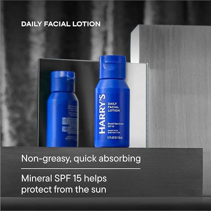 Harry's Limited Edition Holiday Gift Set for Men, Men's Skincare Essentials (2 oz Exfoliating Face Wash, Daily Face Lotion with SPF 15, Hydrating Night Lotion)