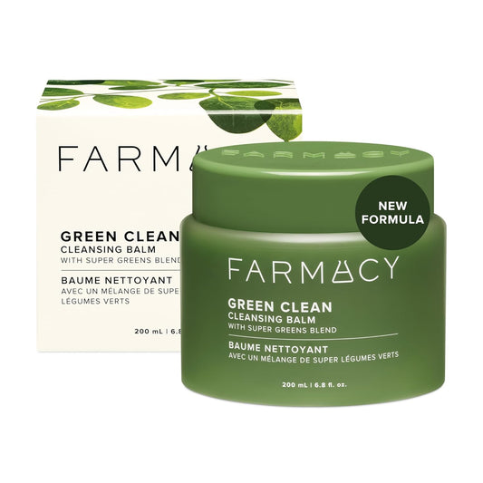 Farmacy Makeup Remover Cleansing Balm - Green Clean Waterproof Makeup Remover + Oil Based Cleanser - Newly Formulated Double Cleanser with Plant Based Waxes + Upcycled Moringa (200ml)