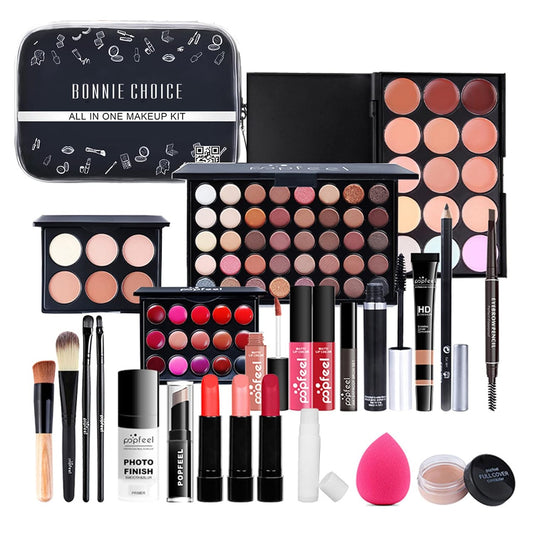 BONNIE CHOICE All-in-one Makeup Kit for Women Full Kit, Mother's Day Gifts Include Makeup Brush, Eyeshadow Palette, Lip Gloss Set, Lipstick, Blush, Foundation, Concealer, Mascara, Eyebrow Pencil