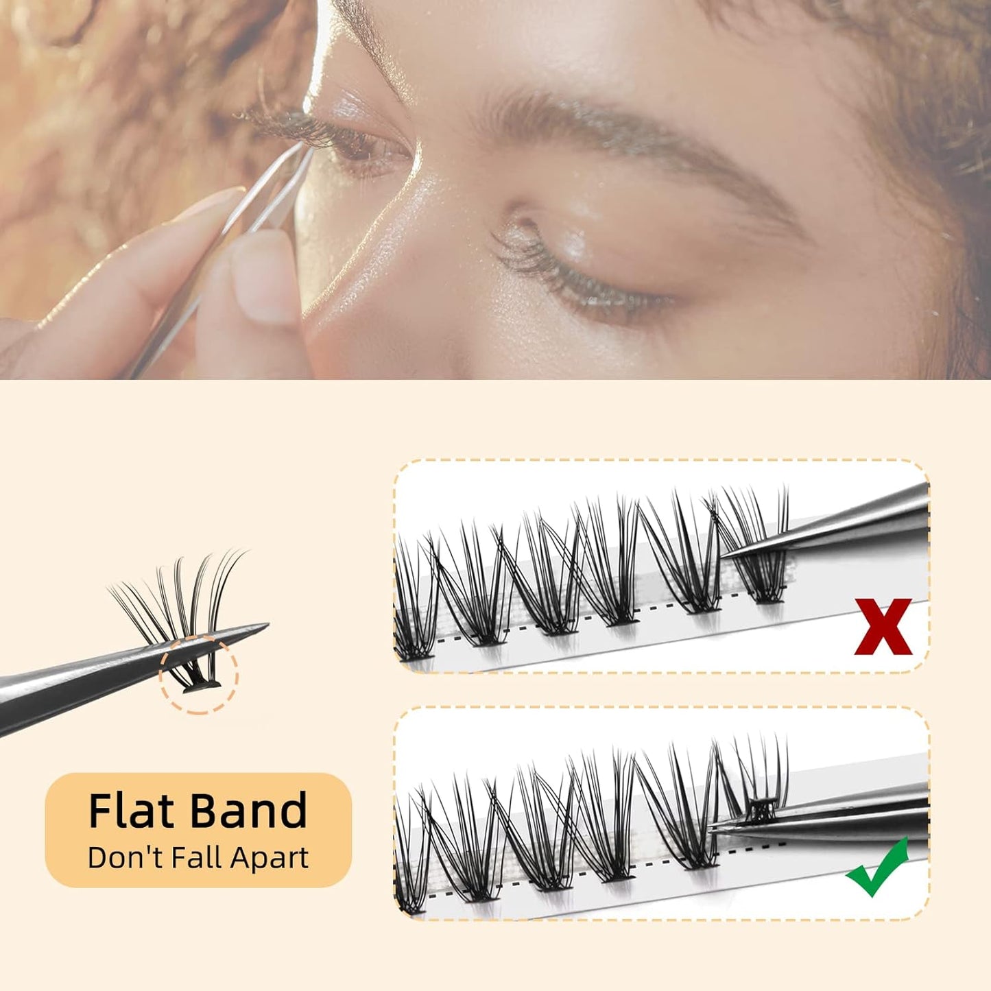 QUEWEL Cluster Lashes 240Pcs Individual Lashes 20D 0.07D Curl 12mm Knot-Free Lash Extensions Clusters Lashes Soft&Natural False Eyelashes Individual DIY Eyelash Extension at Home(20D 0.07D 12)