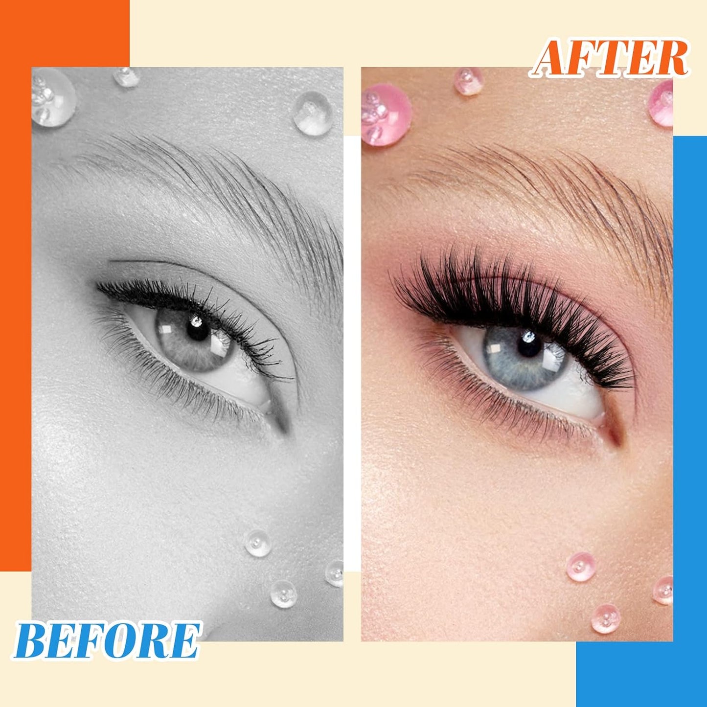 B&Q Lash Clusters 40D-C-9-16MIX Individual Lashes 280 Clusters Manga Lashes False Eyelash Lash Clusters Extensions DIY Eyelash Extensions at Home (40D-C,9-16MIX)