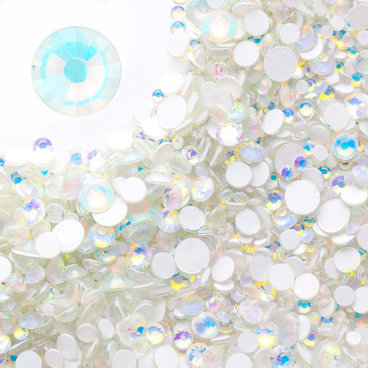 F White Flatback Rhinestones, Glass Rhinestones for Nail Art and Craft, Glue Fix, Loose Crystal Gemstones(F White, SS30, 288pcs, 6.4-6.6mm)