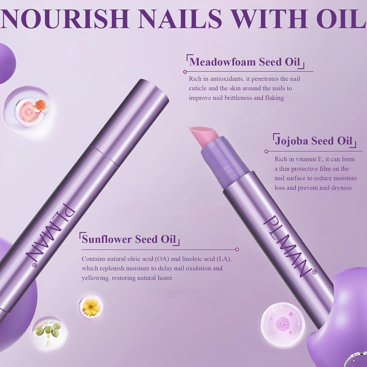 3PCS 3-in-1 Cuticle Oil Pen, Cuticle Pusher Nail Oil Pen with Ceramic Tip, Nail Care Pen, Cuticle Pusher Pen for Hangnails, Dry & Damaged Nail, Moisturize Strengthen Brighten Nails Care